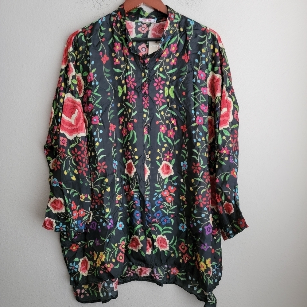 Johnny Was Emby Silk Floral Blouse size L NWT
